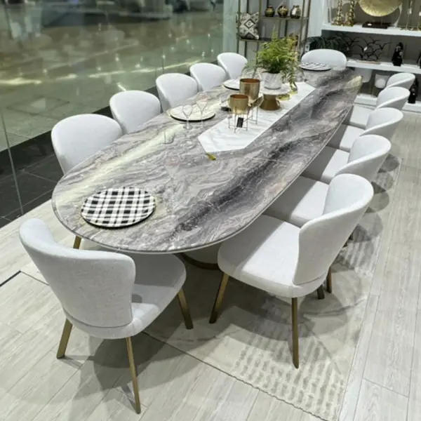 Saigon Oval Dining Table (360 cm) - Light Grey