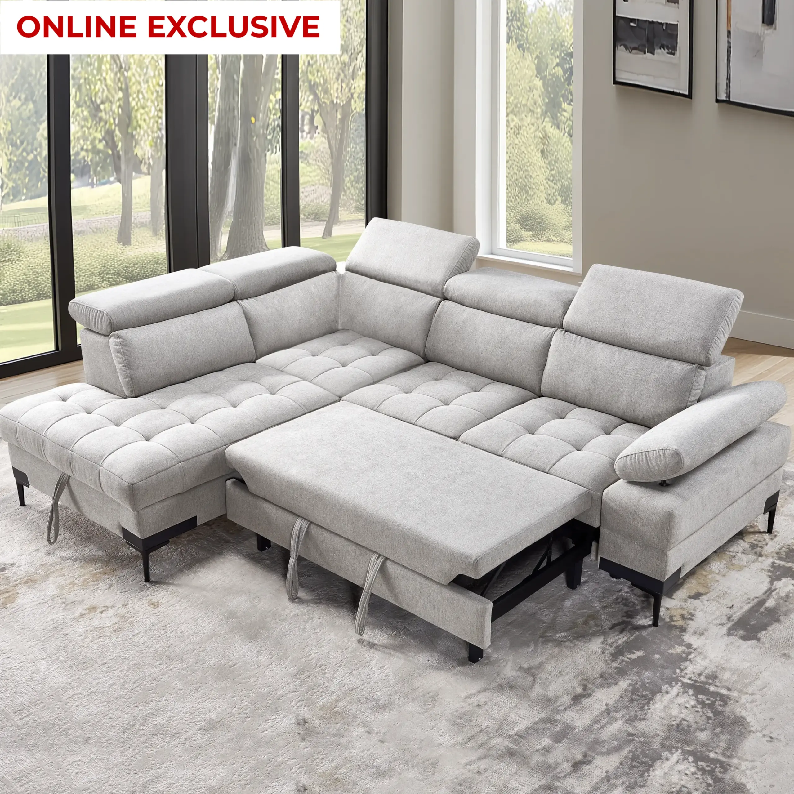 Lennon Right Corner Sofa Bed with Storage - Beige Lennon Right Corner Sofa Bed with Storage - Beige - Image 1