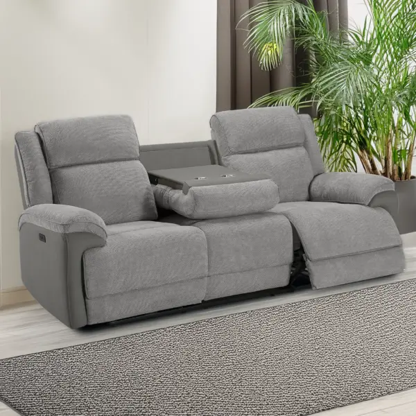 Carrey 3 Seater Power Recliner - Dark Grey