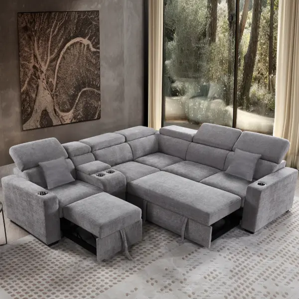 Dolores Left Corner Sofa Bed with Storage - Dark Grey