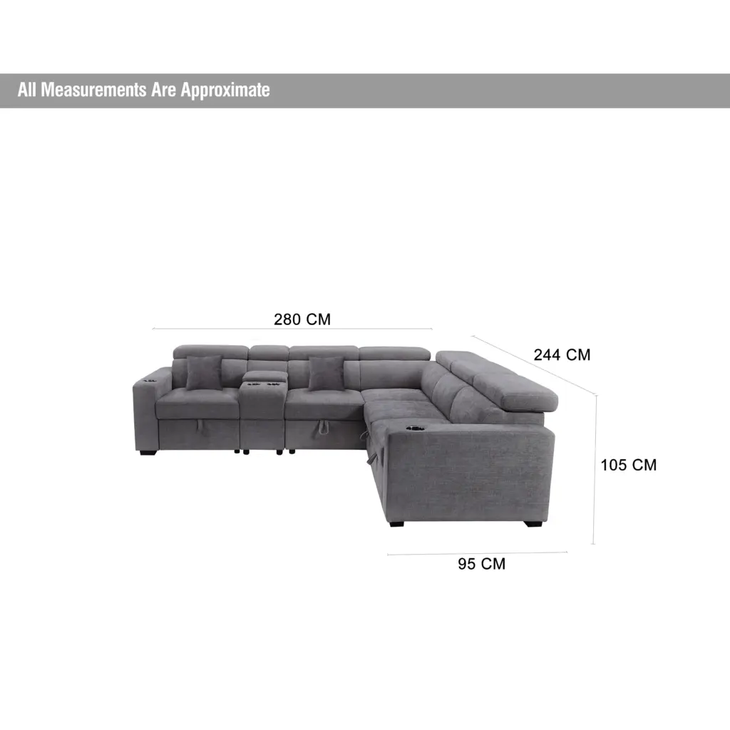 Dolores Left Corner Dark Grey Dim United Furniture