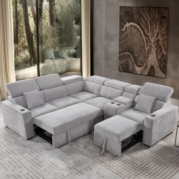 Dolores Left Corner Sofa Bed with Storage - Grey