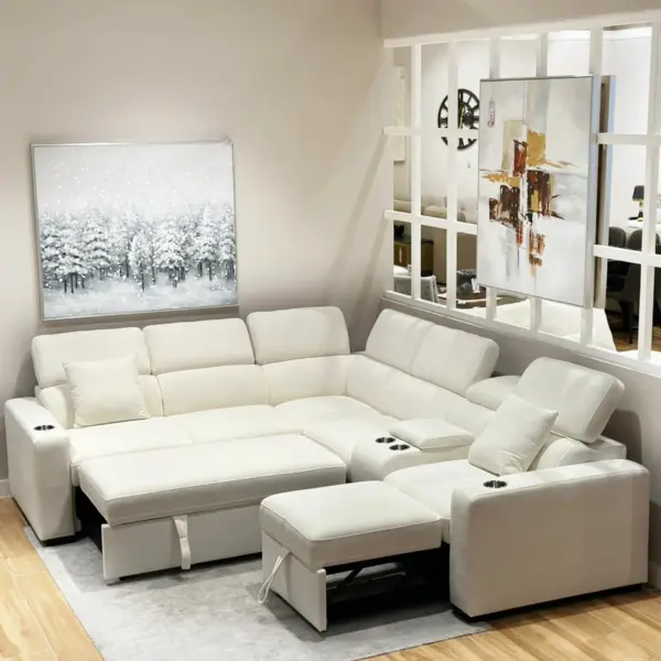 Dolores Left Corner Sofa Bed with Storage - Ivory