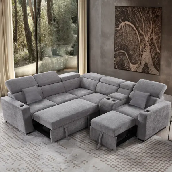 Dolores Right Corner Sofa Bed with Storage - Dark Grey