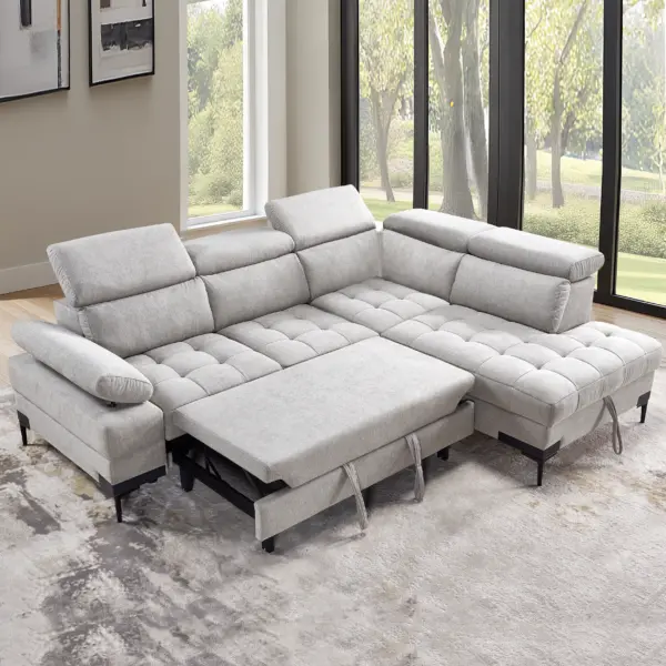 Lennon Left Corner Sofa Bed with Storage - Beige