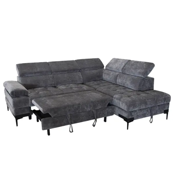Lennon Left Corner Sofa Bed with Storage - Grey
