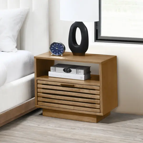 Luban Night Stand - Wooden Oak