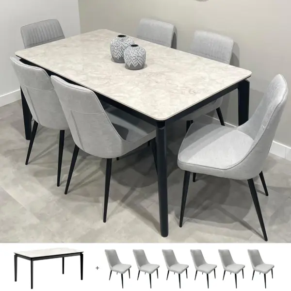 Natal 6-Seater Dining Set - Light Grey
