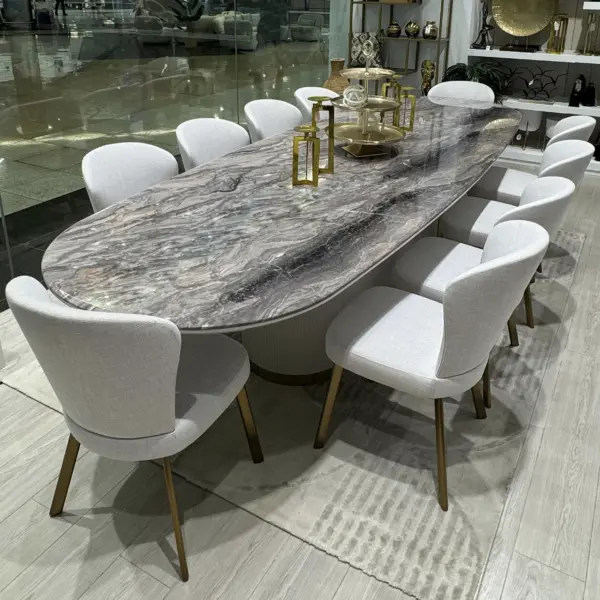 Saigon Oval Dining Table (360 cm) - Light Grey