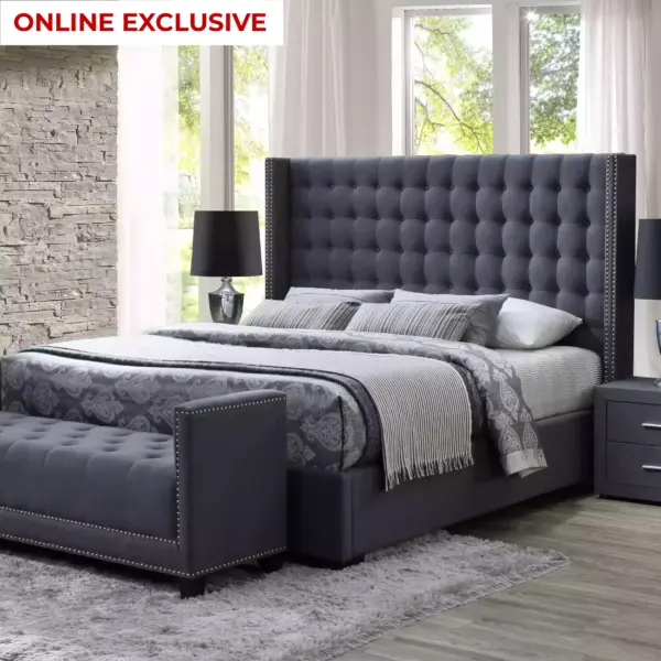 Dale King Bed - Grey