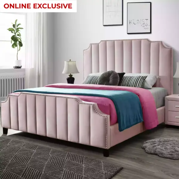 Eden King Bed - Blush Pink