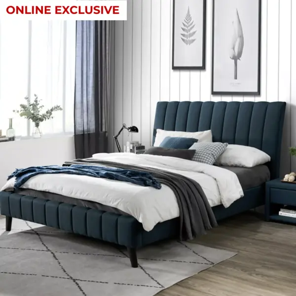 Scandi King Bed - Navy Blue