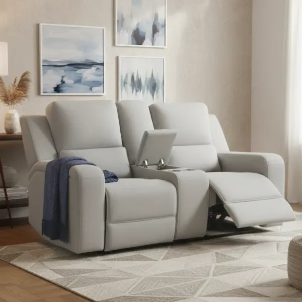 Harington 2 Seater Recliner with Console - Light Grey