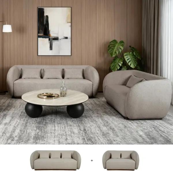 Orrin Sofa Set (3+2) - Light Brown