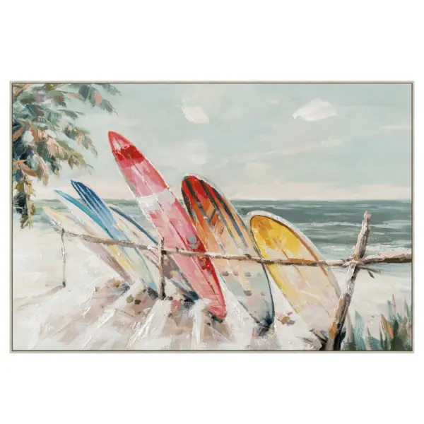Surfing Board Beach Side Acrylic Canvas (W3B371921)