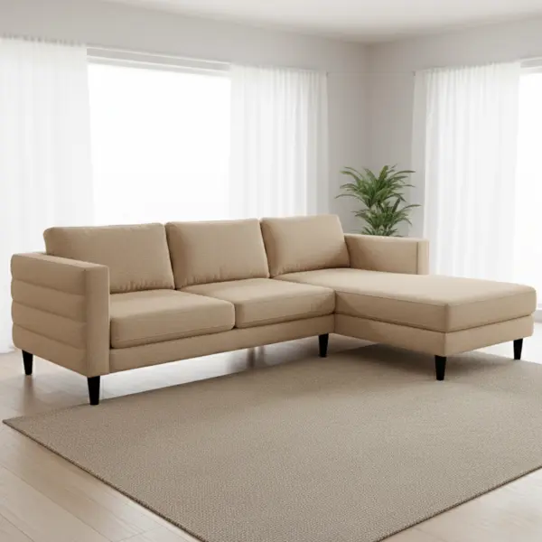 Ploush Left Corner Sofa - Camel Brown