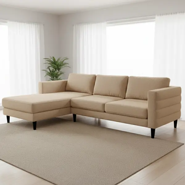 Ploush Right Corner Sofa - Camel Brown
