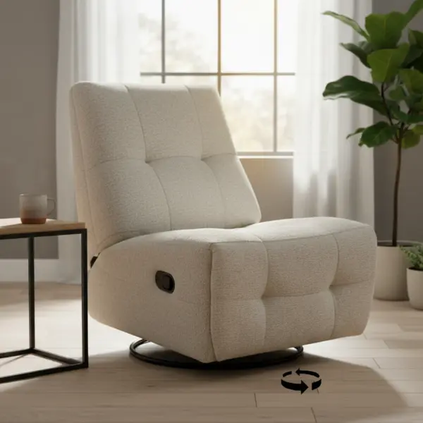 Demonic Armless Glider Swivel Recliner - Beige