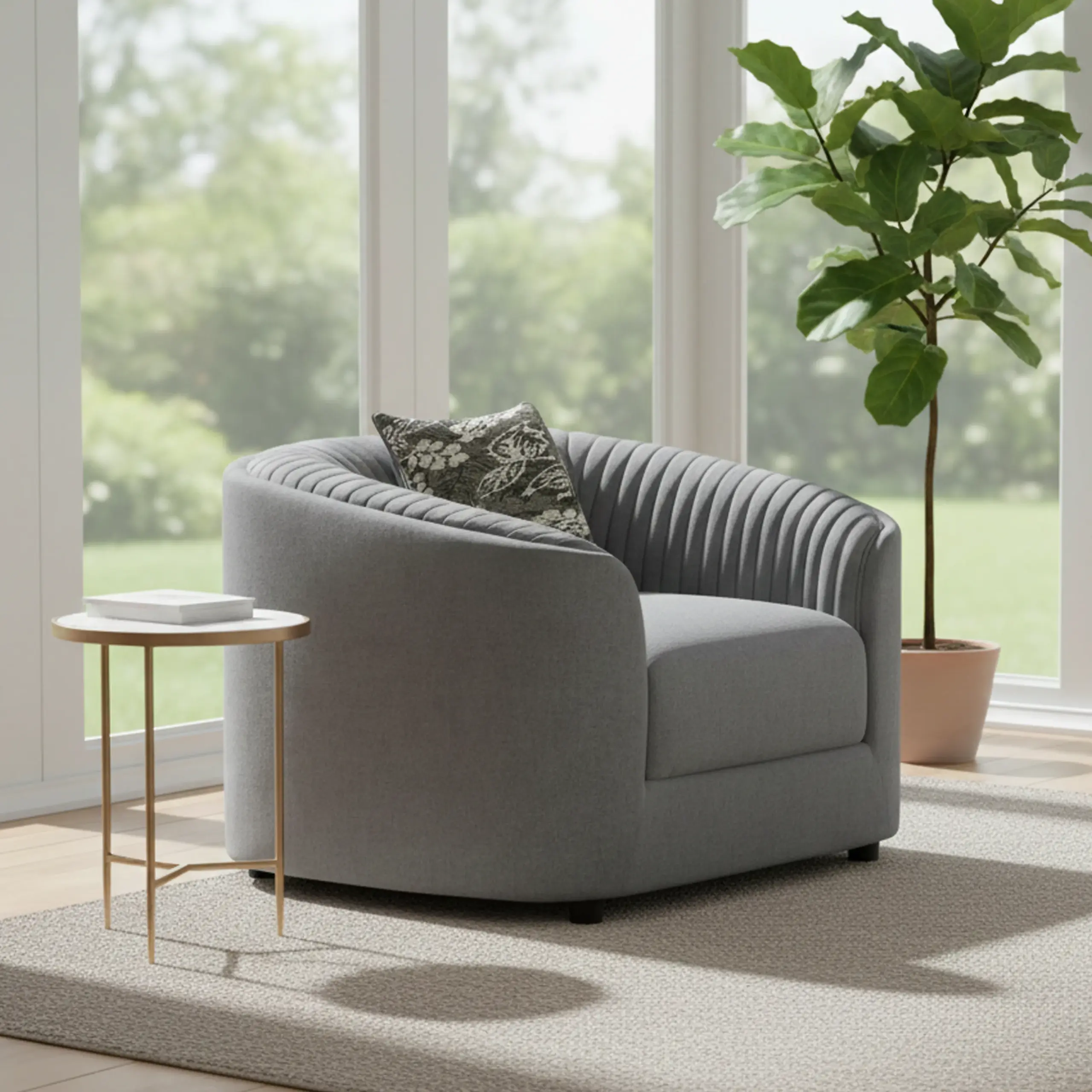 Diwan Single Chair Grey 1 United Furniture