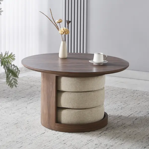 Kross Round Coffee Table with 3 Round Padded Seat