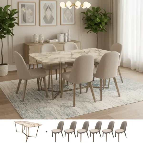 Loft 6-Seater Dining Set - Gold