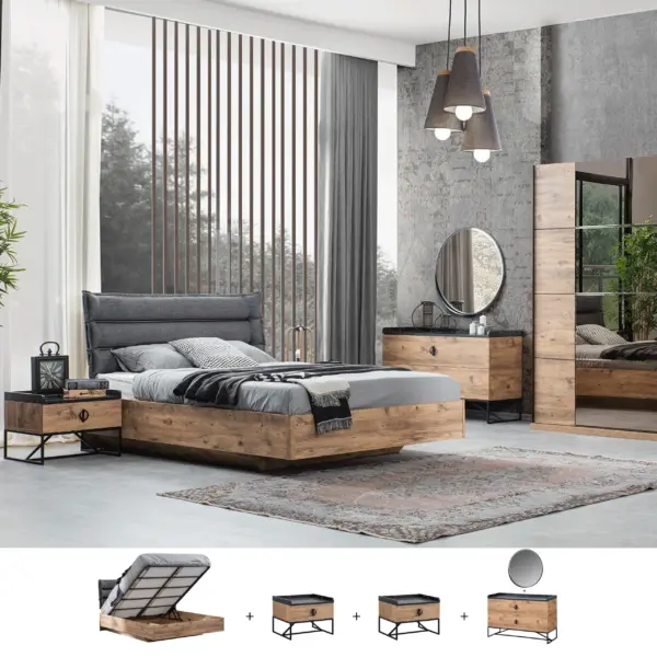 Vault 5 Pcs. King Bedroom Set (With Hydraulic Storage)