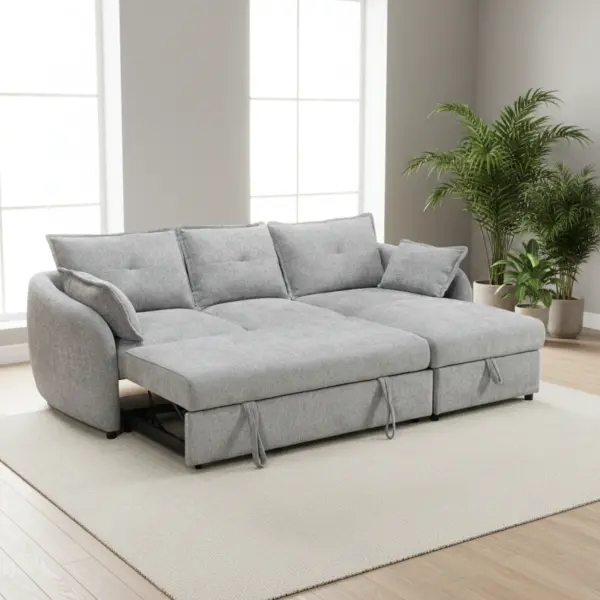 Wentworth Left Corner Sofa Bed with Storage - Grey