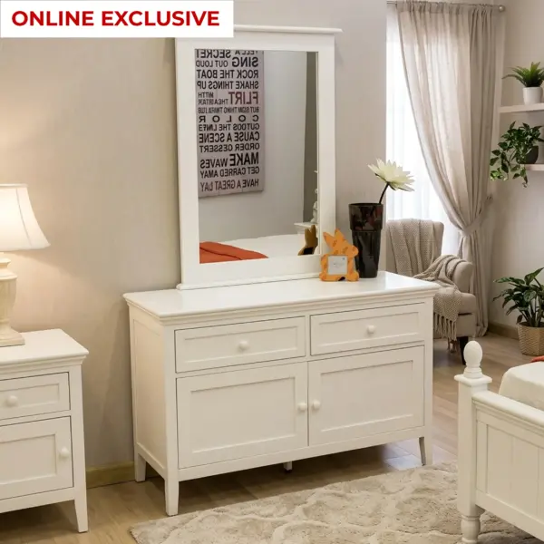 Aurora Dresser with Mirror - White