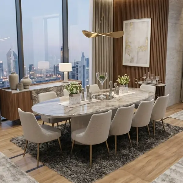 Saigon Oval Dining Table (300 cm) - Light Grey