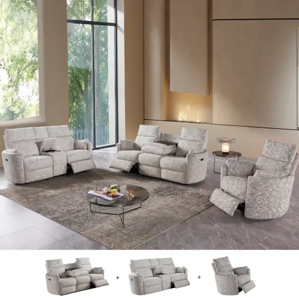 Daayan Sofa Set with Power Recliner and Console (3+2+1)