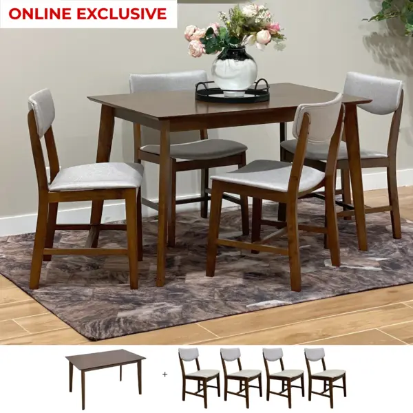 Fasano 4-Seater Dining Set - New Walnut