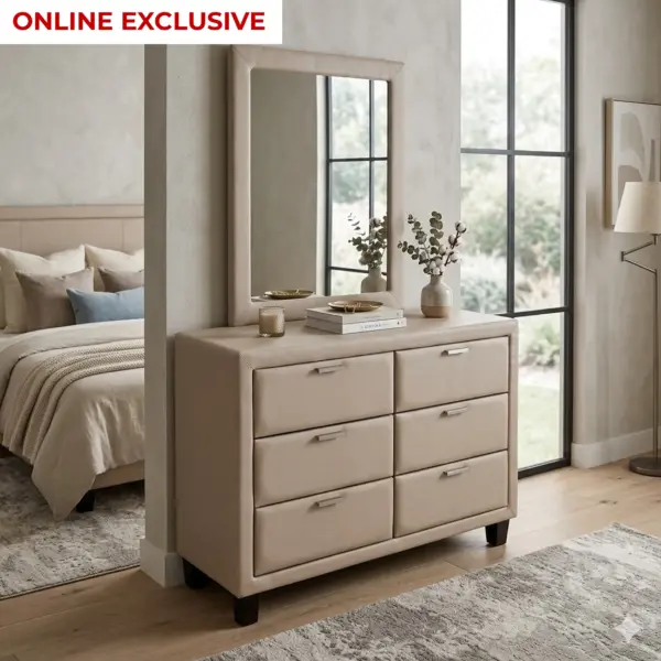 Malmo Dresser with Mirror - Light Brown