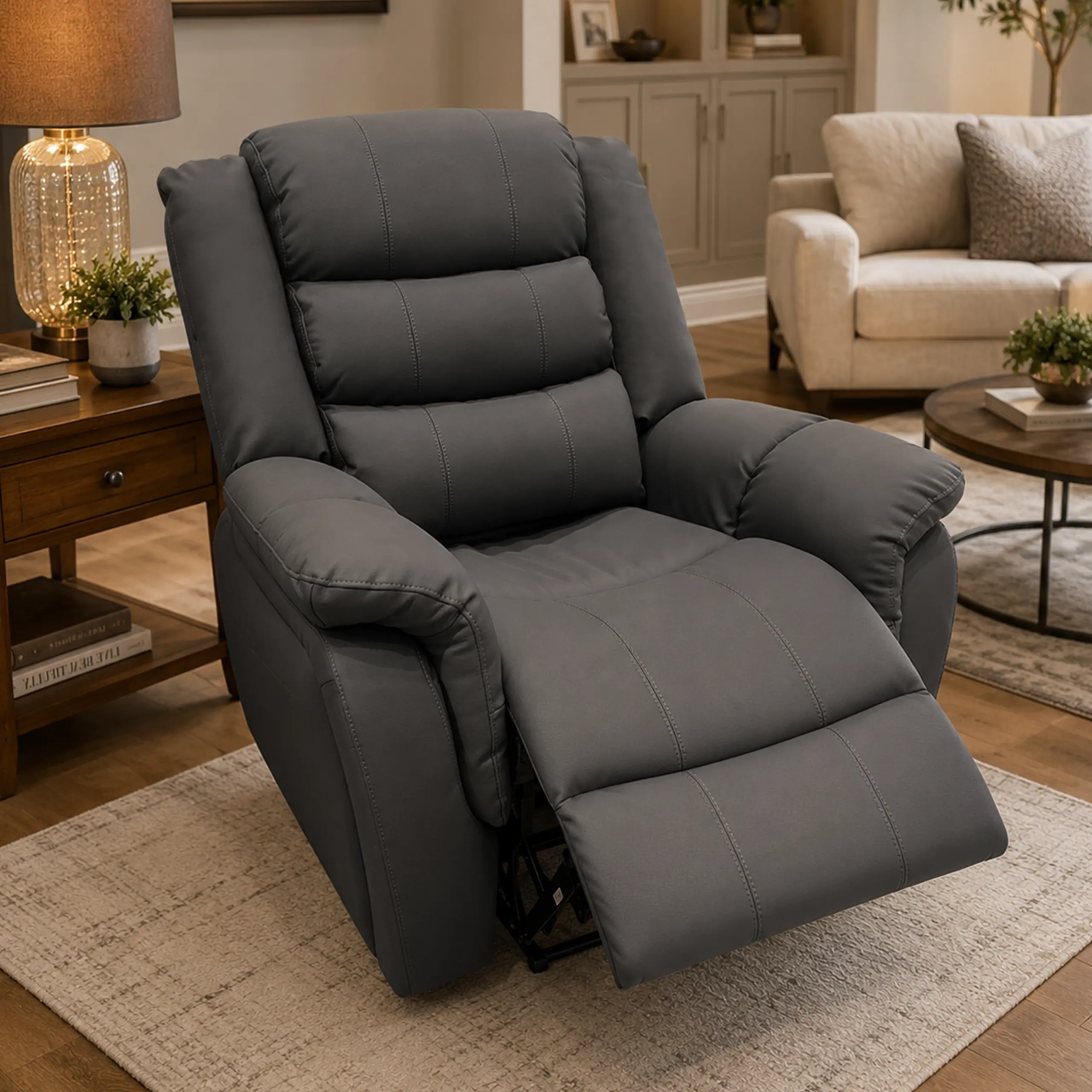 Calmiro Single Recliner Dark Grey Bg United Furniture