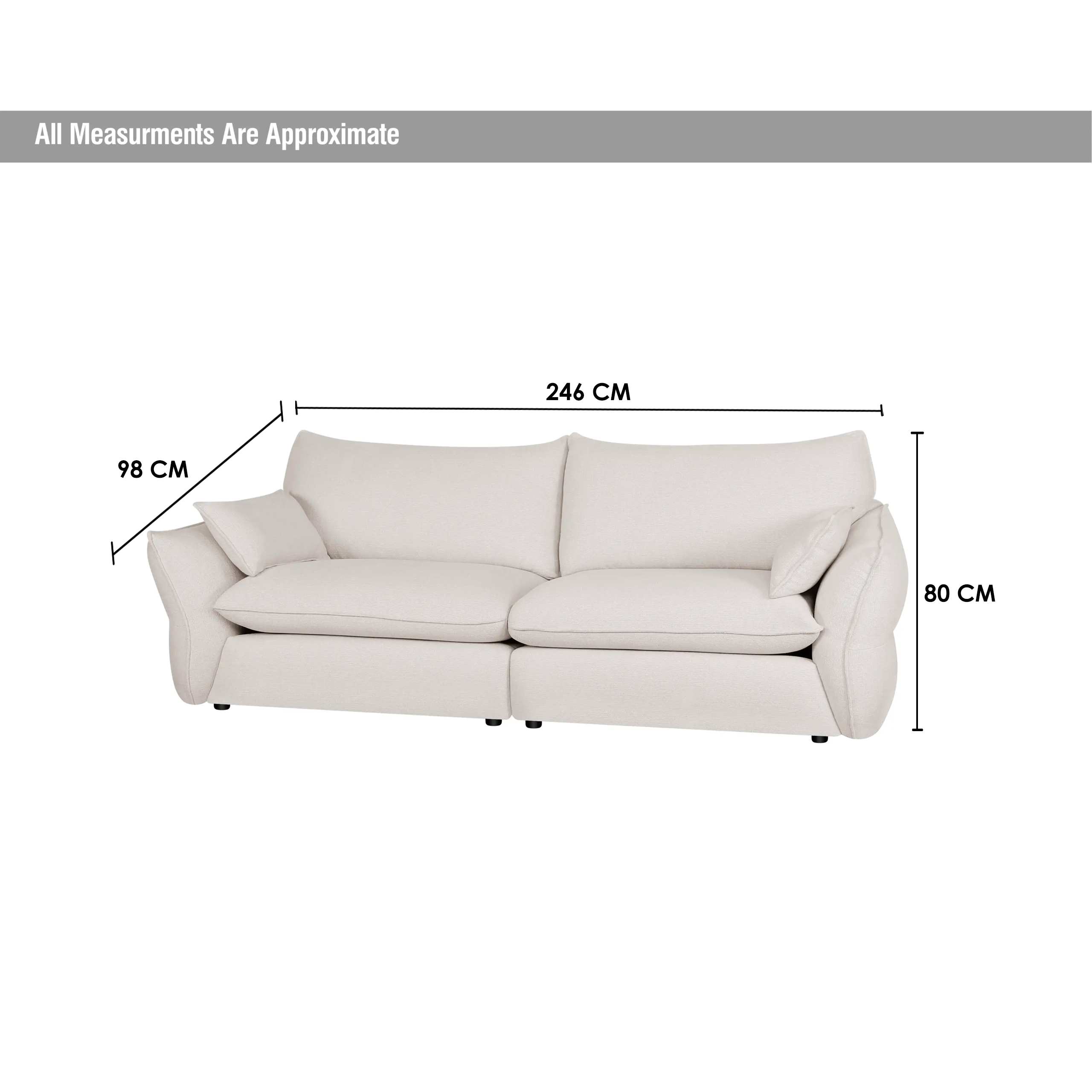 Elan Sofa 3 Cream Dim United Furniture