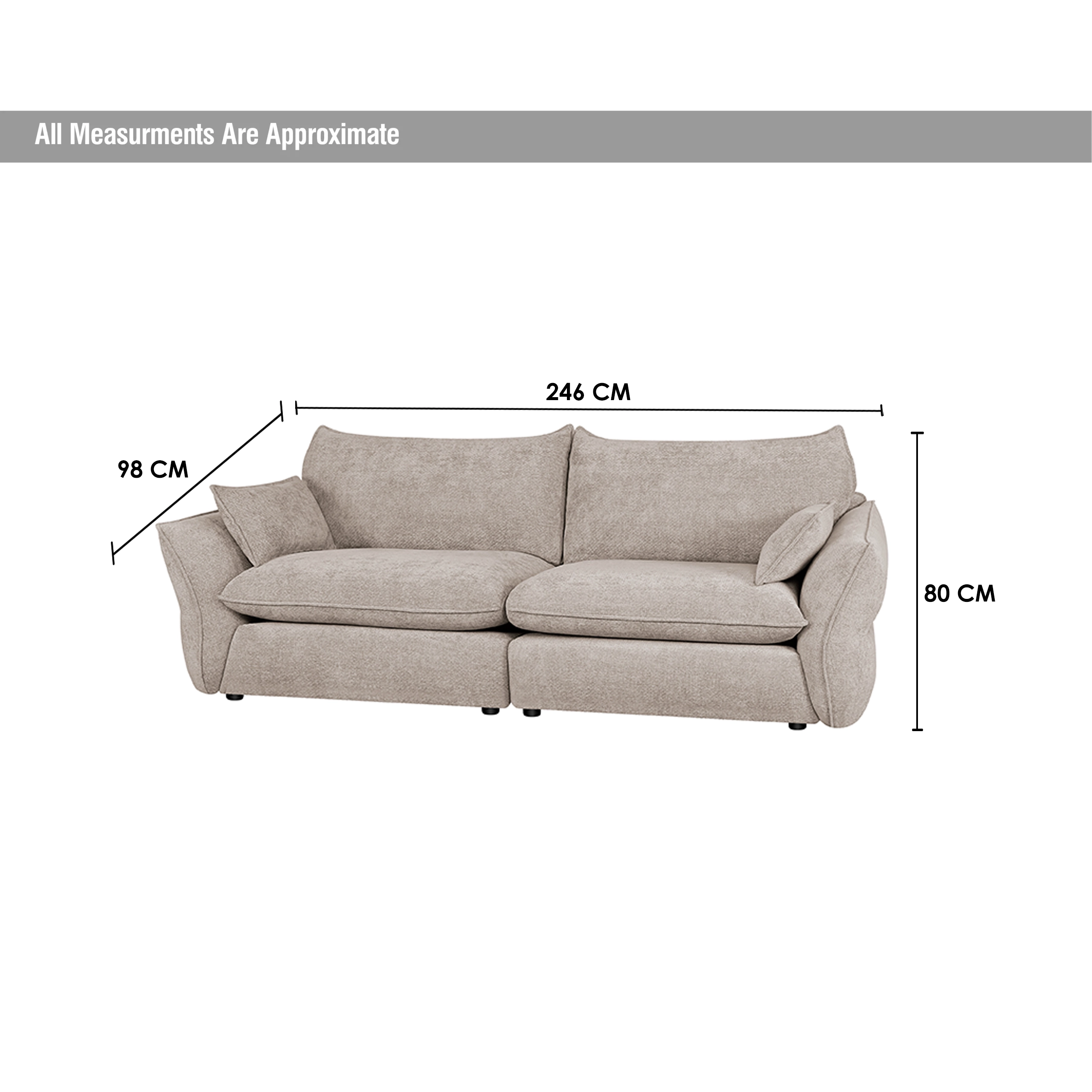 Elan Sofa 3 Light Brown Dim United Furniture