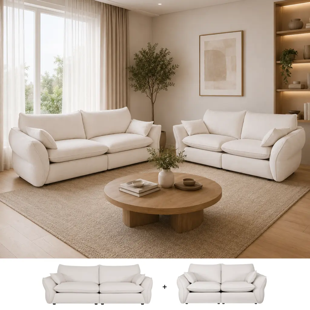Elan Sofa Set 32 Cream Bg2 United Furniture