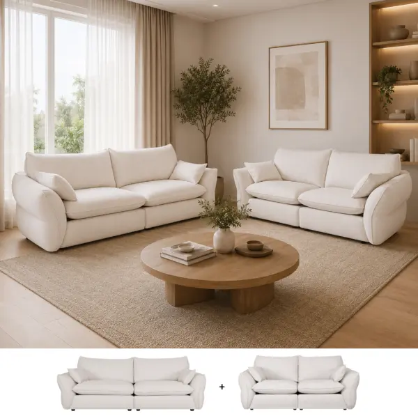 Elan Sofa Set (3+2) - Cream