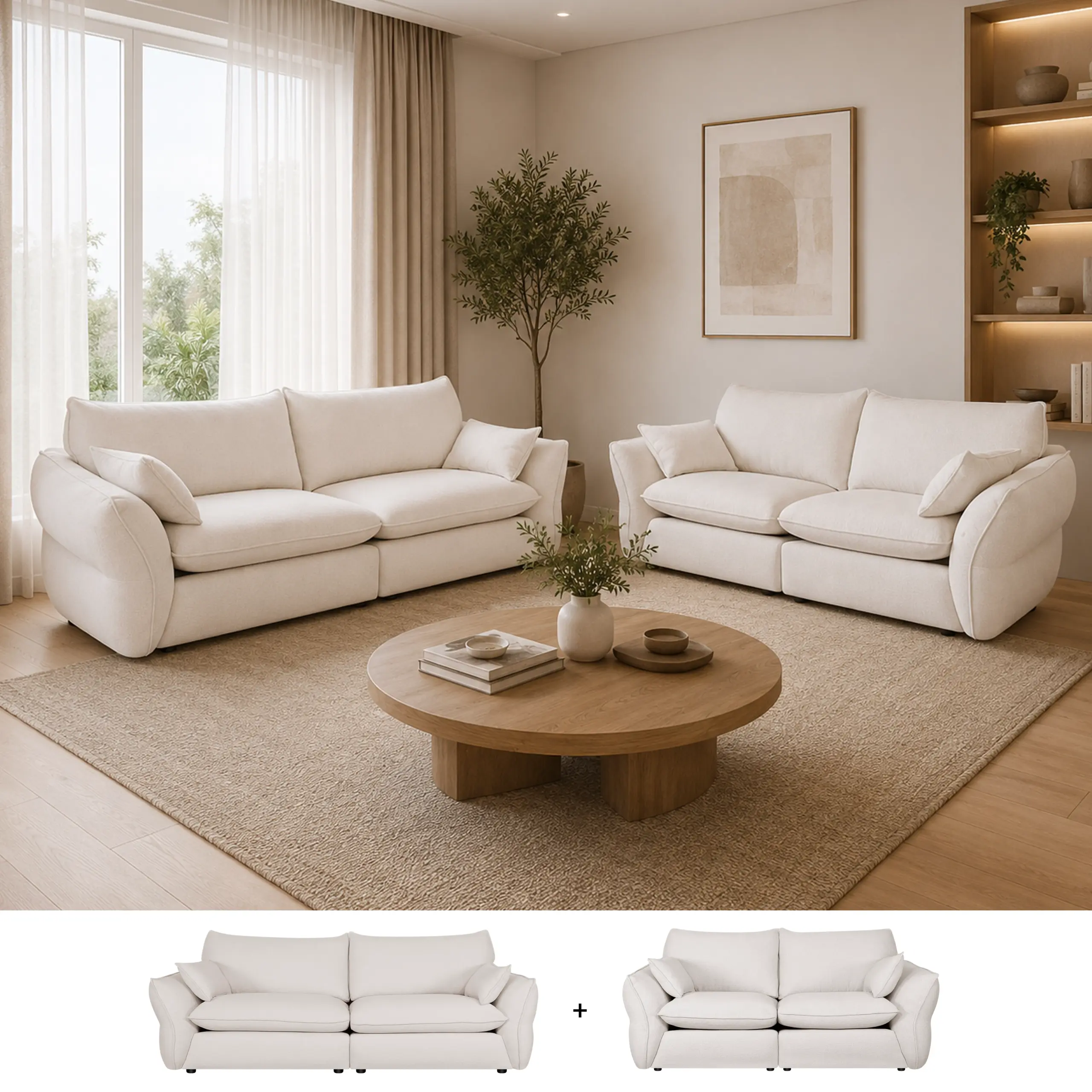 Elan Sofa Set 32 Cream Bg2 United Furniture