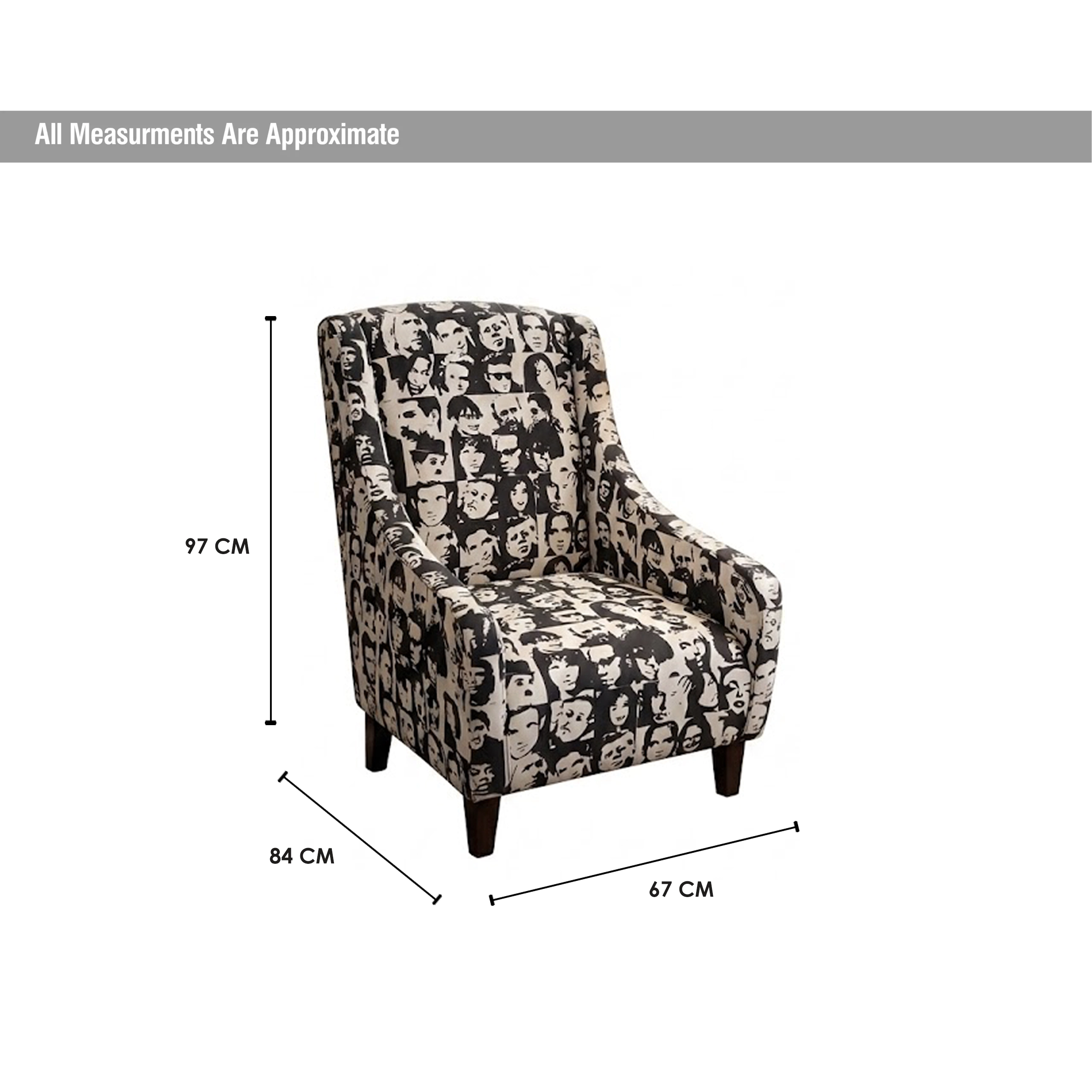 Face Print Arm Chair Dim United Furniture