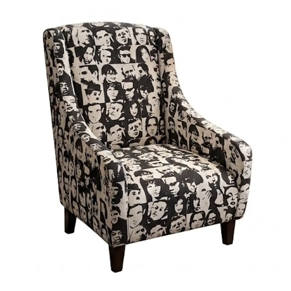 Face Print Arm Chair Scaled Angle United Furniture