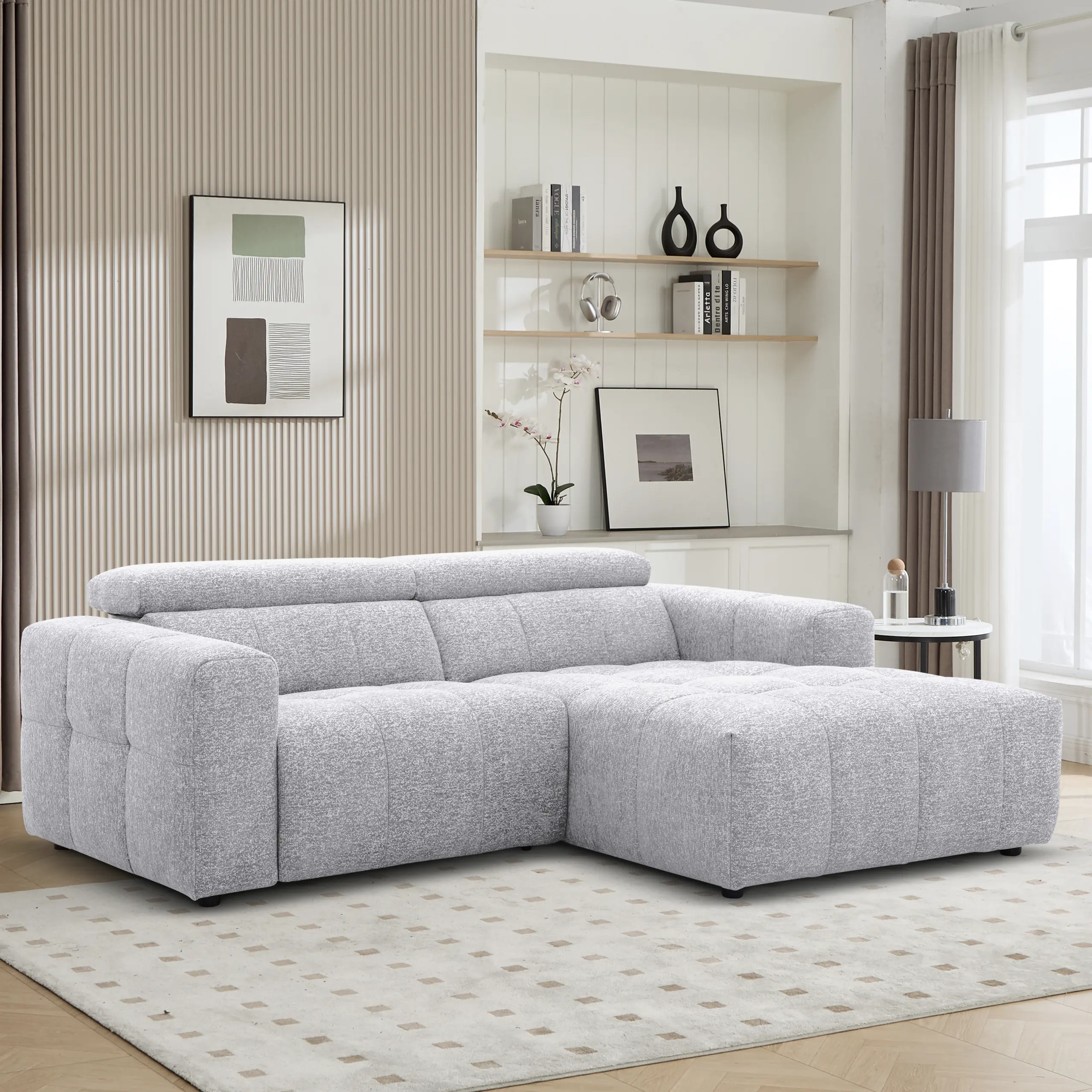 Flowmotion Corner Sofa Light Grey Left Bg United Furniture