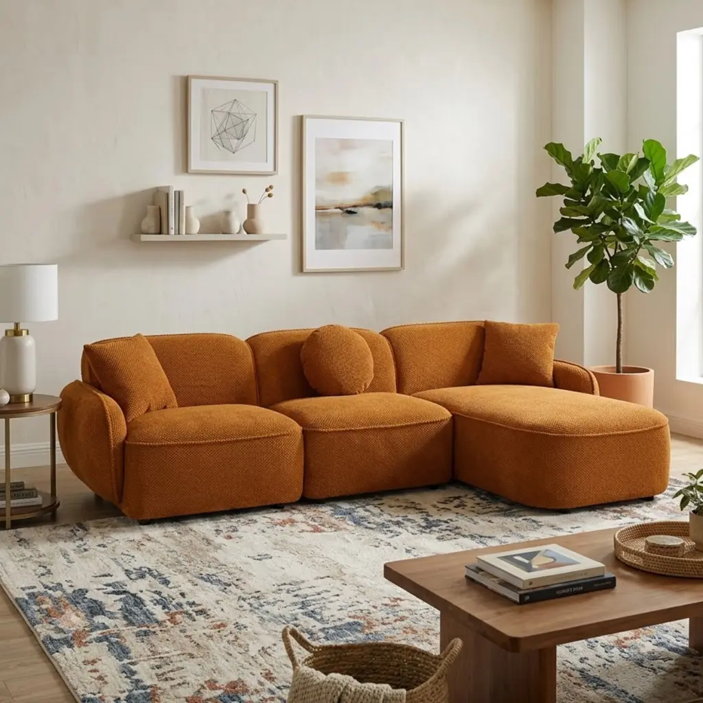 Fog Left Corner Sofa Rust Brown United Furniture
