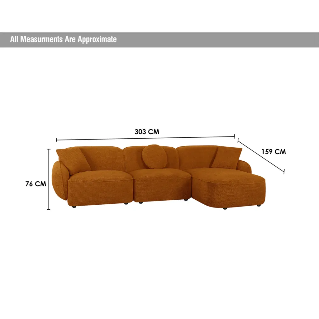 Fog Left Corner Sofa Rust Brown Dim United Furniture