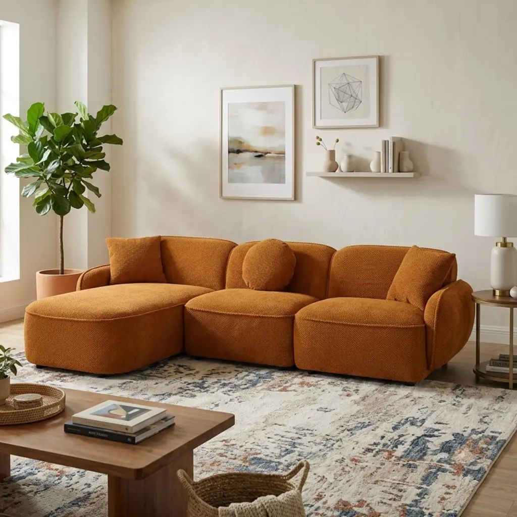 Fog Right Corner Sofa Rust Brown United Furniture