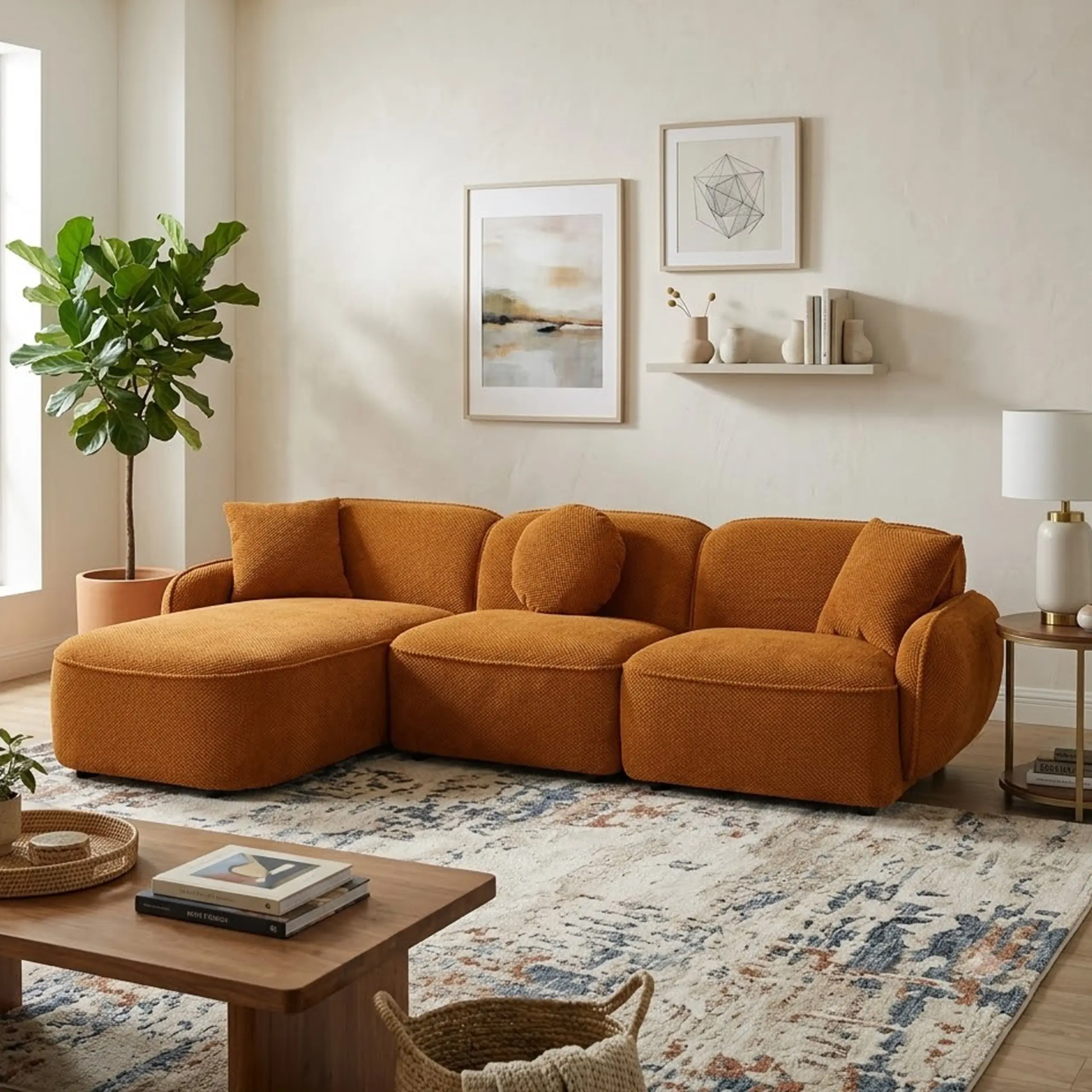 Fog Right Corner Sofa Rust Brown United Furniture