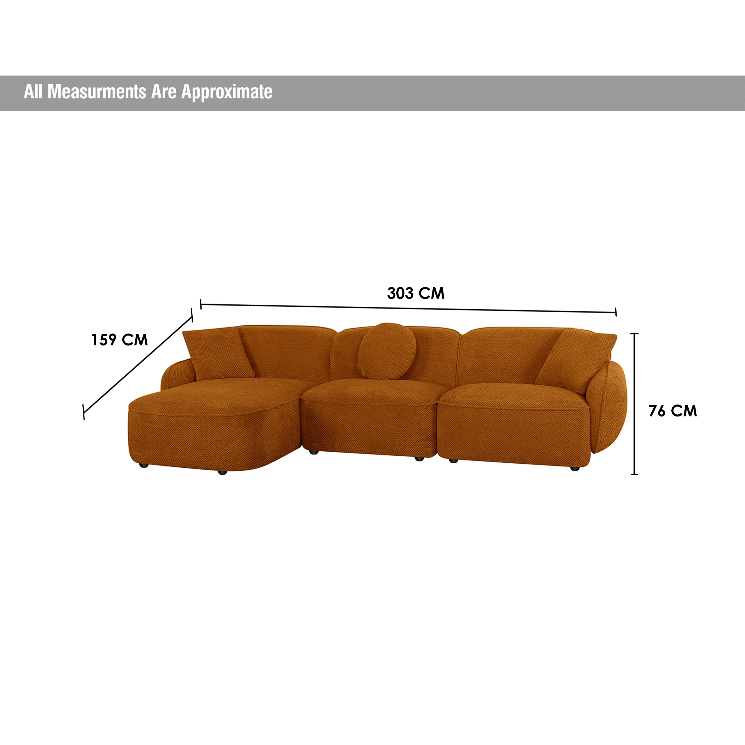 Fog Right Corner Sofa Rust Brown Dim United Furniture