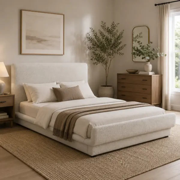 Novara Queen Bed - Beige