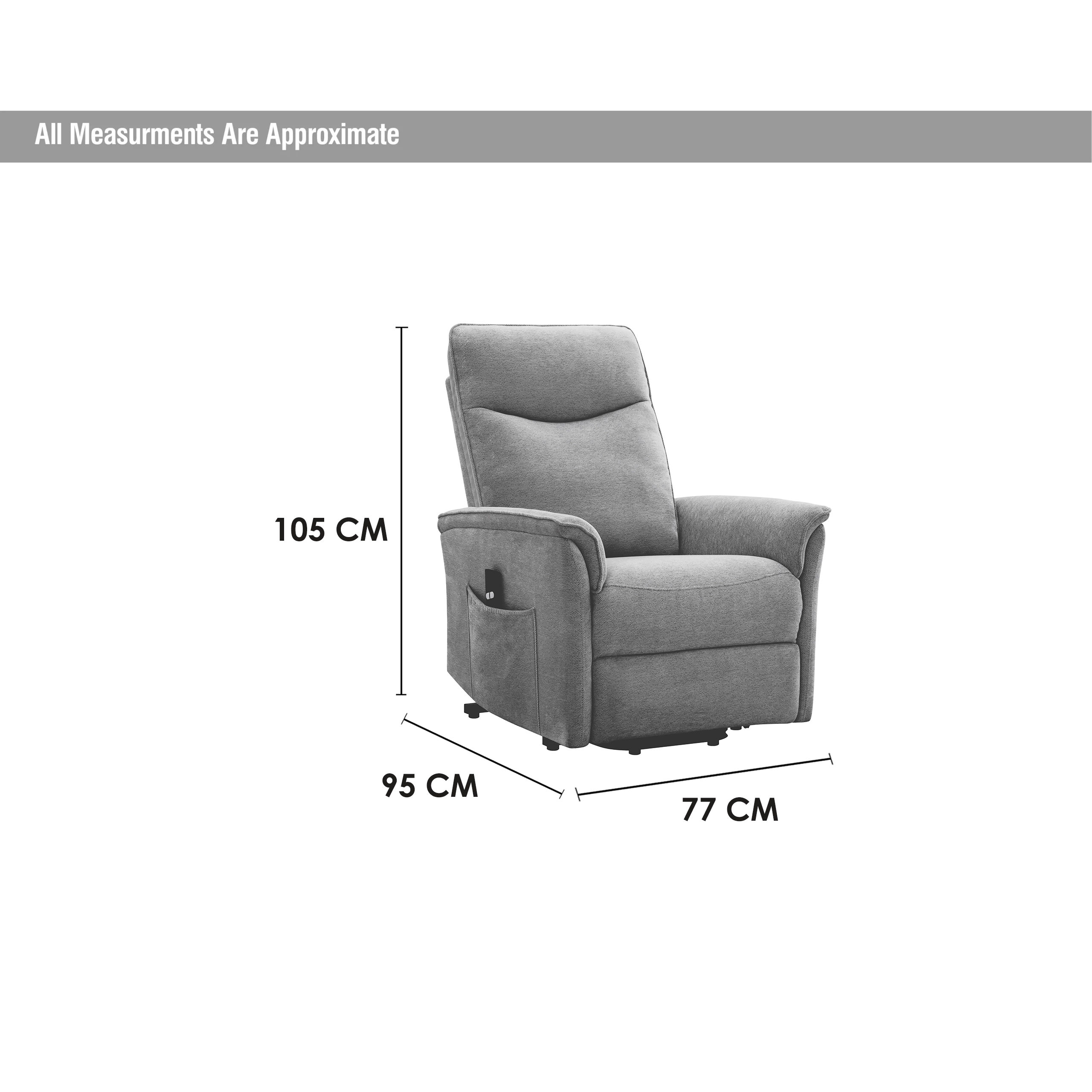 Prestio Single Recliner Grey Dim United Furniture