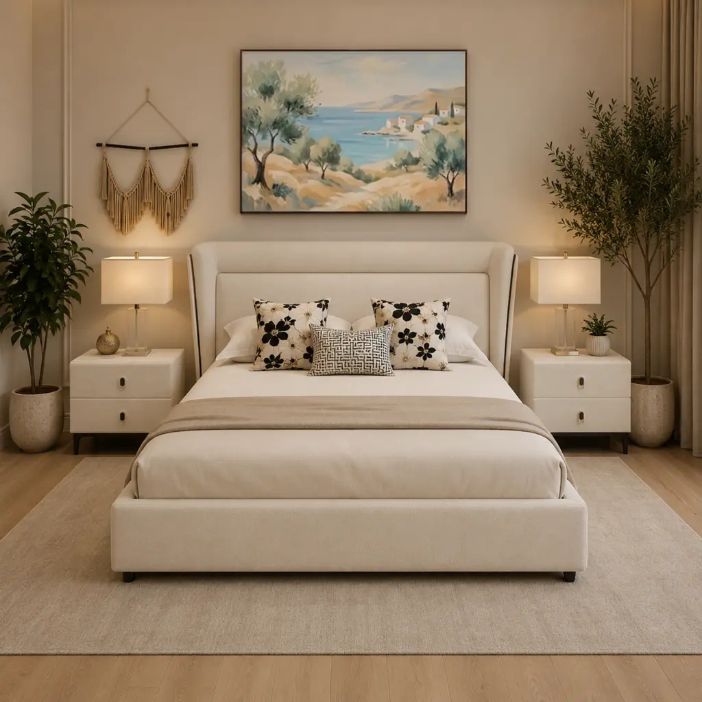 Zuri Bed Cream Front Bg United Furniture
