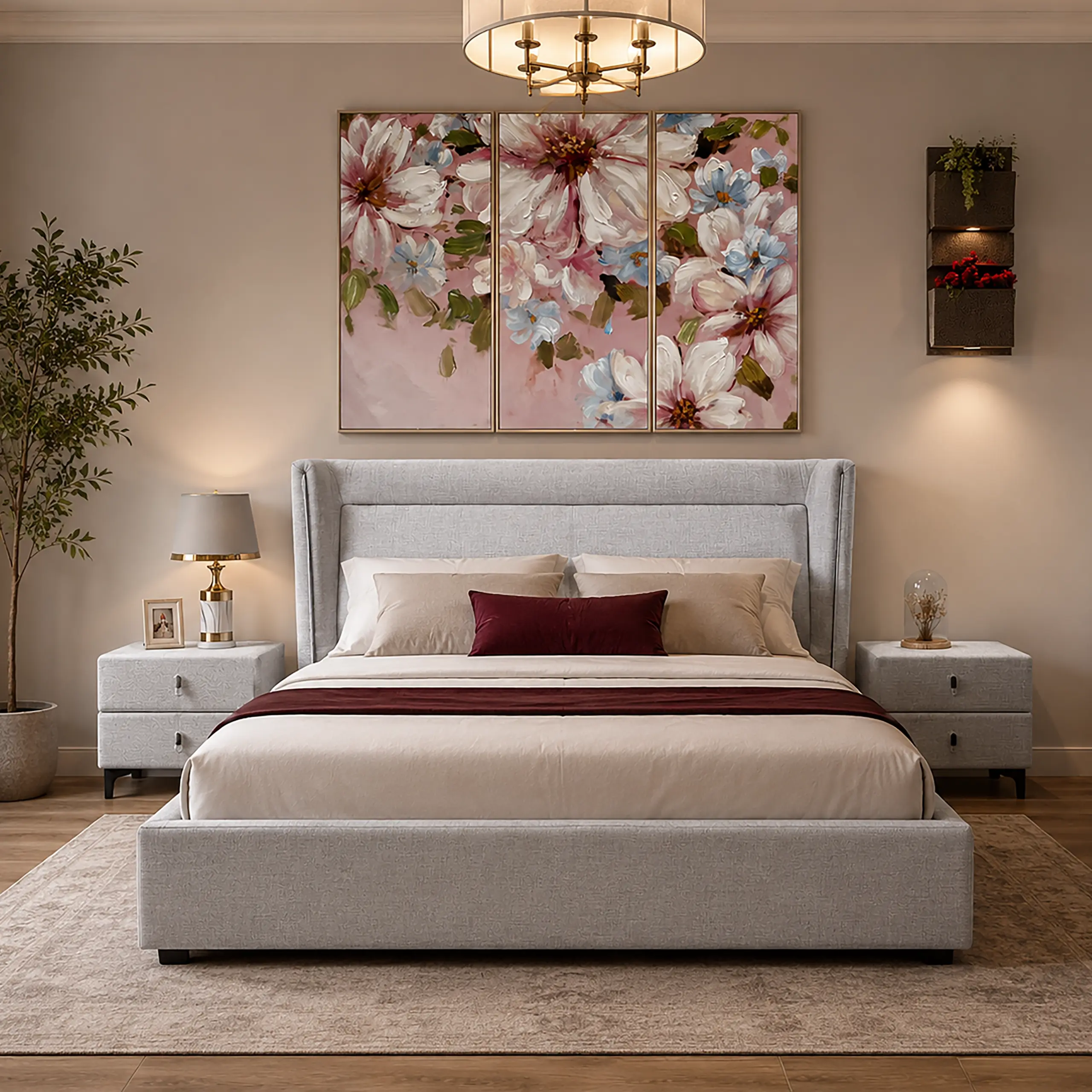 Zuri Bed Lightgrey Front Bg United Furniture